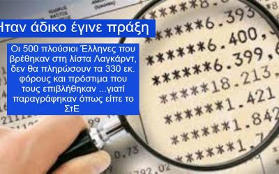 Συμβούλιο Επικρατείας: Οριστική παραγραφή, χάθηκαν 330 εκ. φόροι και πρόστιμα σε 500 άτομα – της λίστας Λαγκάρντ