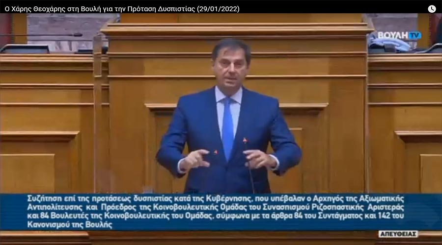 ΧΑΡΗΣ ΘΕΟΧΑΡΗΣ: ΑΠΥΘΜΕΝΟ ΘΡΑΣΟΣ ΚΑΙ ΑΧΑΛΙΝΩΤΟΣ ΑΡΙΒΙΣΜΟΣ Η ΠΡΟΤΑΣΗ ΔΥΣΠΙΣΤΙΑΣ ΤΟΥ ΣΥΡΙΖΑ